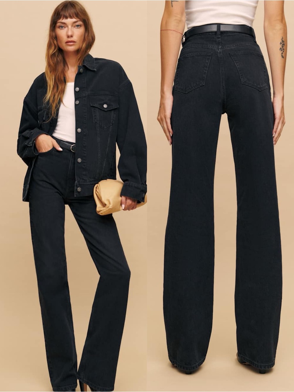 NEW Reformation Wilder High Rise Wide Leg Jeans Vana Black Size 27 NWT